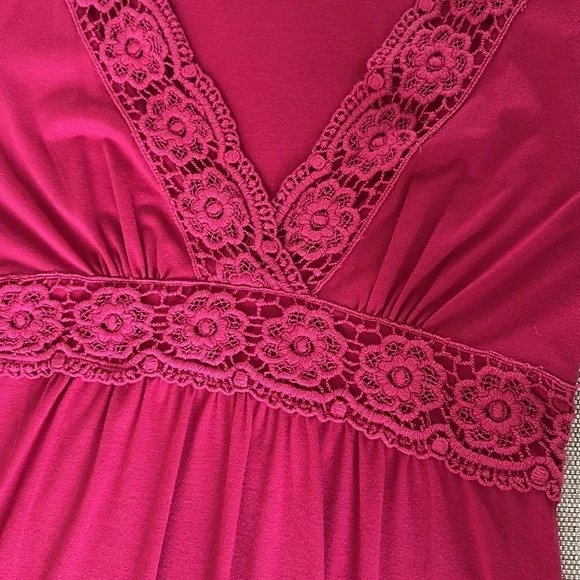 Eyeshadow Babydoll Empire Waist Crochet Trim V Neck Wrap vintage Y2k coquette - Picture 3 of 6